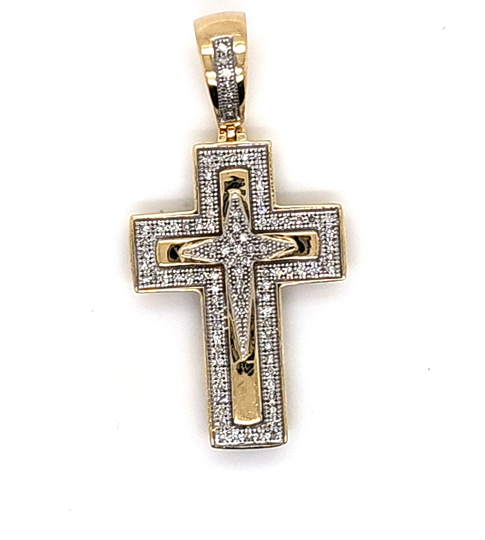 10K 0.25CT D-PENDANT RDS "CROSS" PRONG