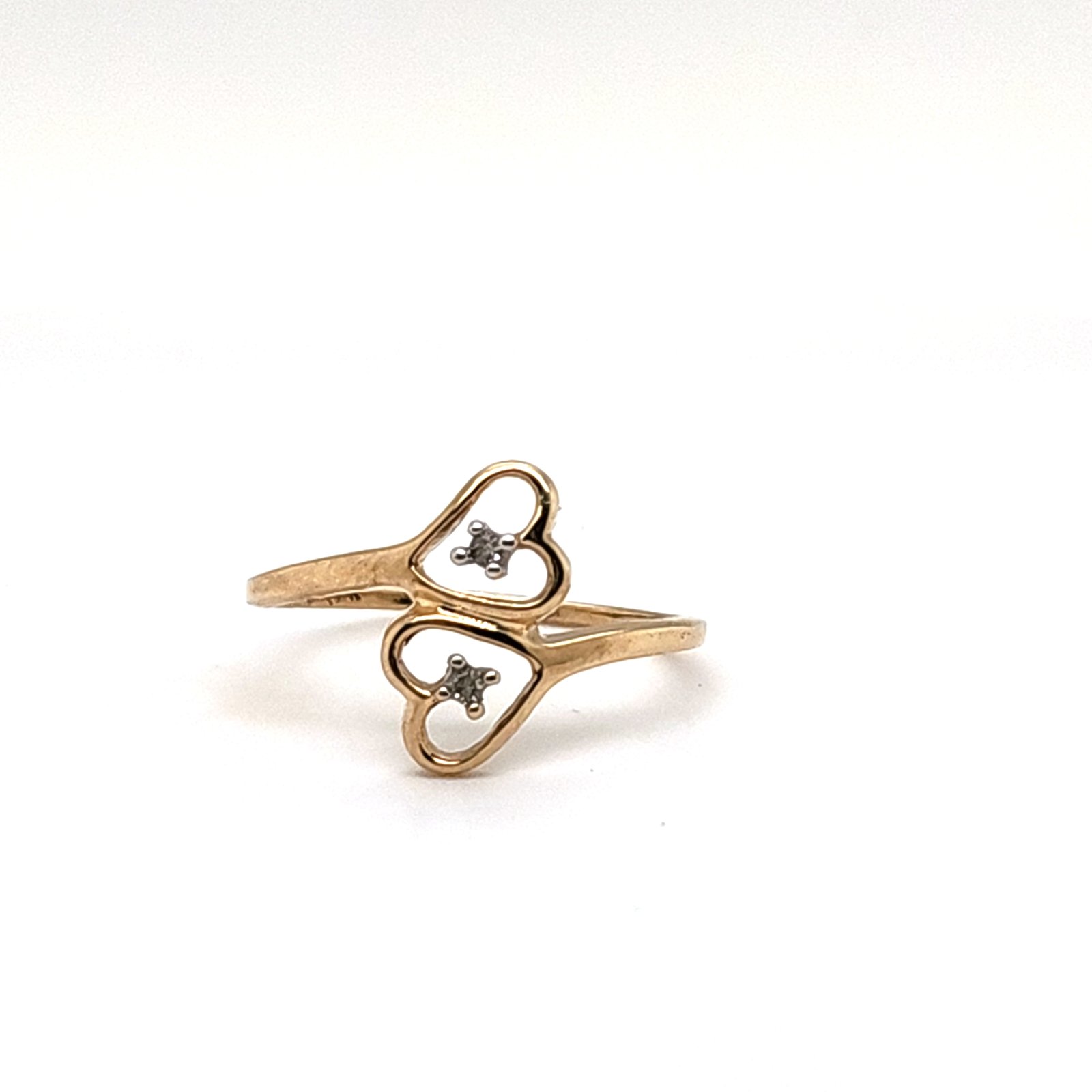 10K 0.05CT D-RING LDS RDS "HEART" PRONG