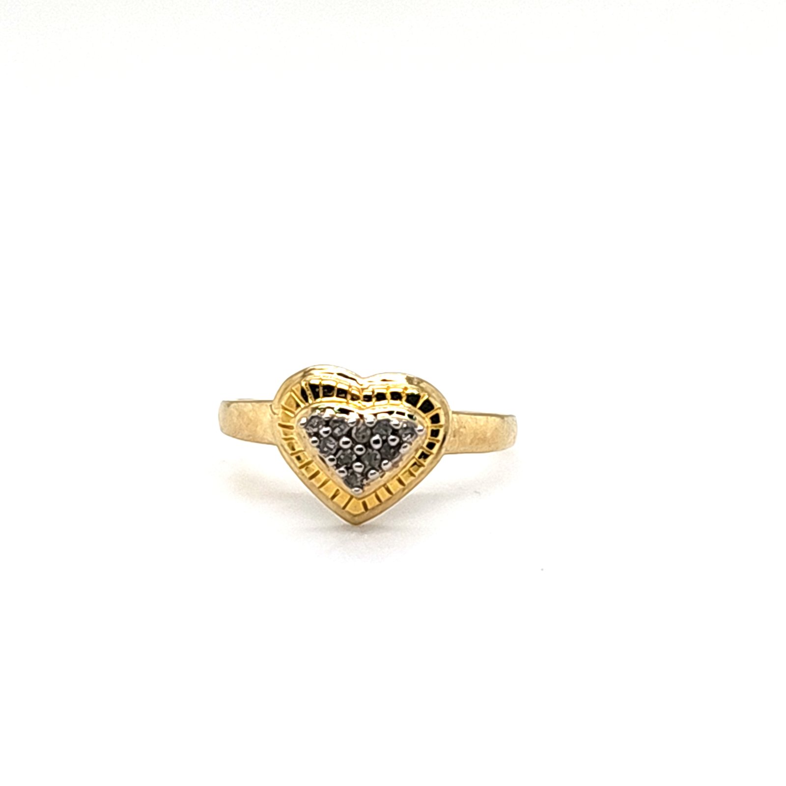 10K 0.10CT D-RING LDS RDS "HEART" PRONG