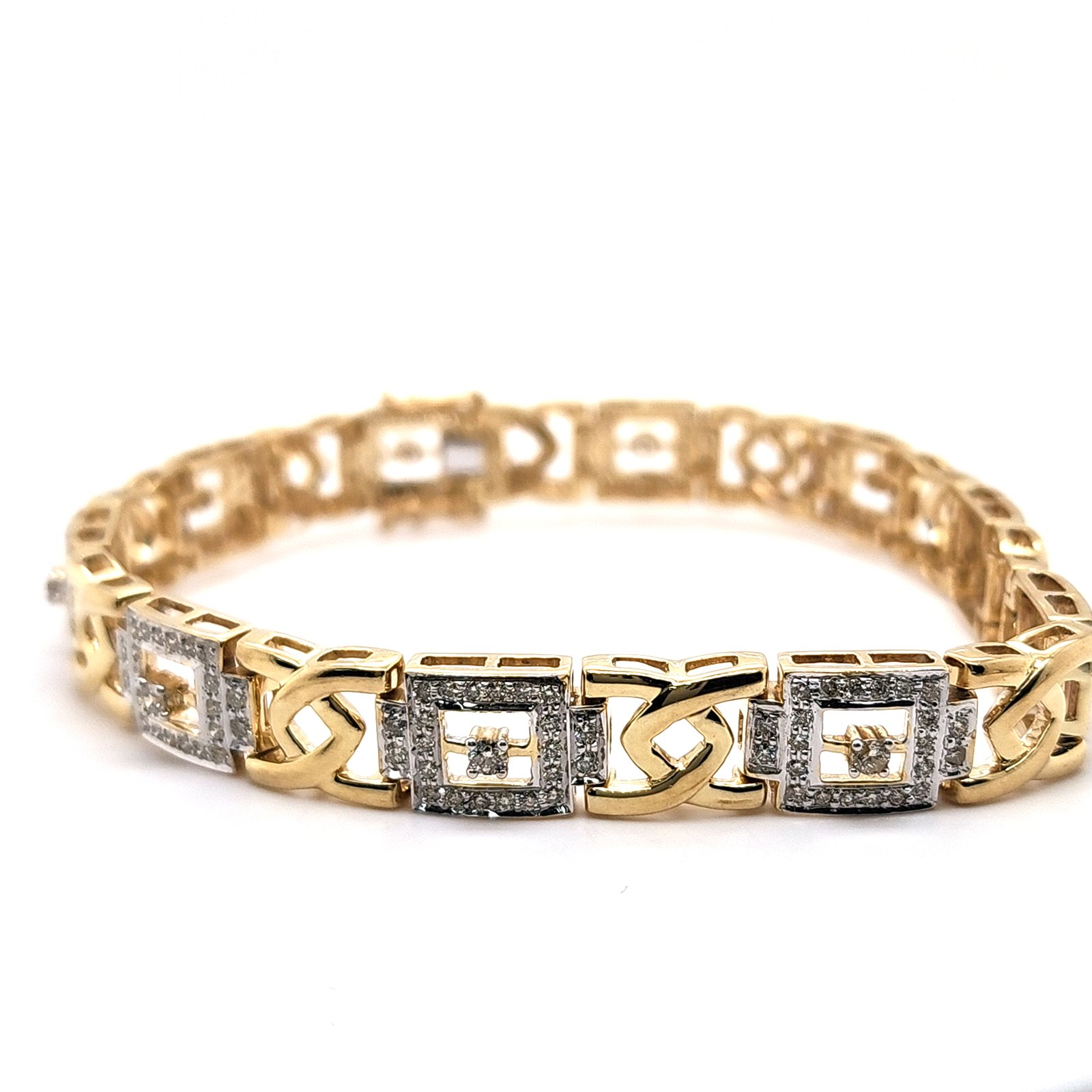 10K D-BRACELET MEN RDS PRONG SIZE 9 INCHES
