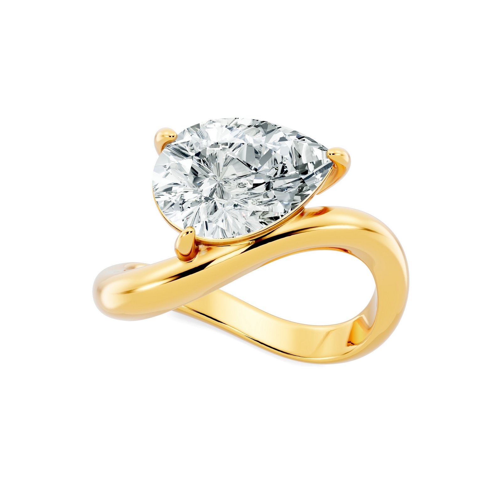LG - 14K 2.99CT D-RING PEAR PRONG CERTIFIED