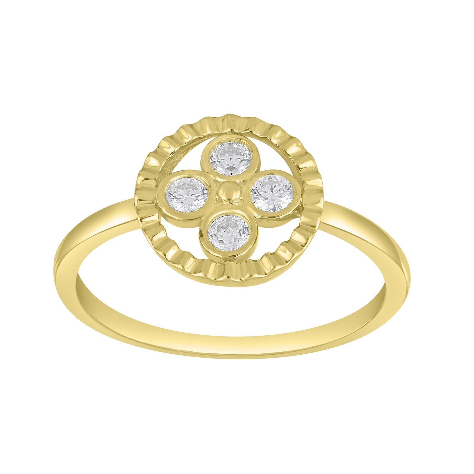 LG - 10K 0.20CT D-RING RDS CERTIFIED "FOUR LEAF FLOWER"