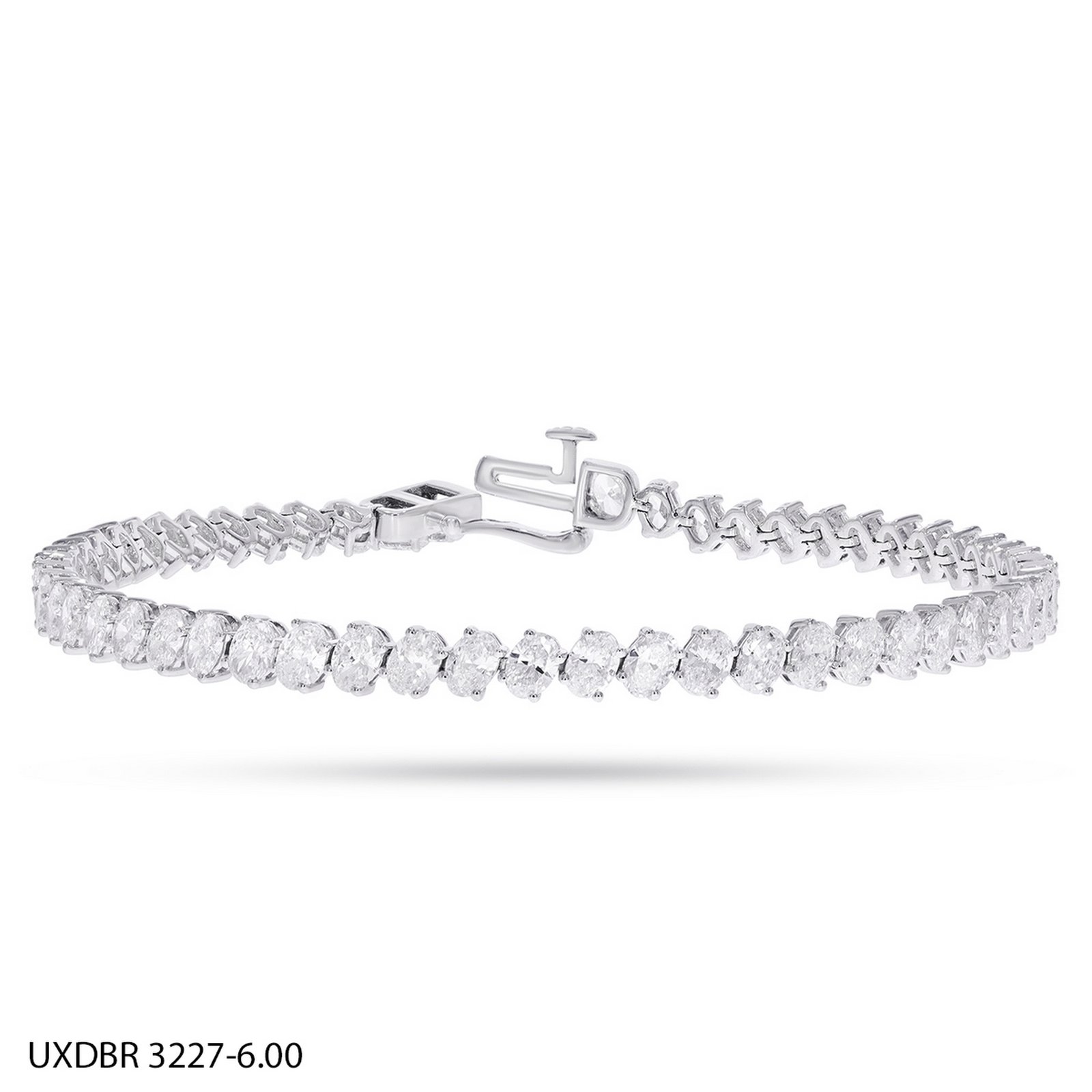 LG - 14K 8.26CT D-BRACELET LDS OVL SIZE 7 INCHES CERTIFIED